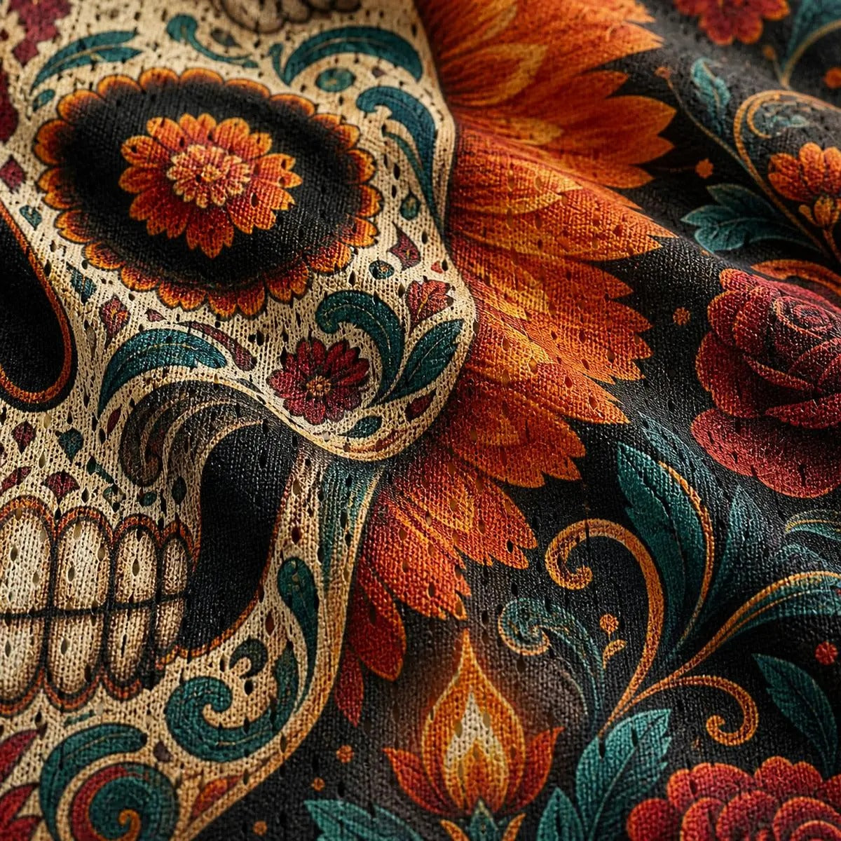 Day Of The Dead Sugar Skull Marigold Altar Graphic V-Neck Soccer Jersey