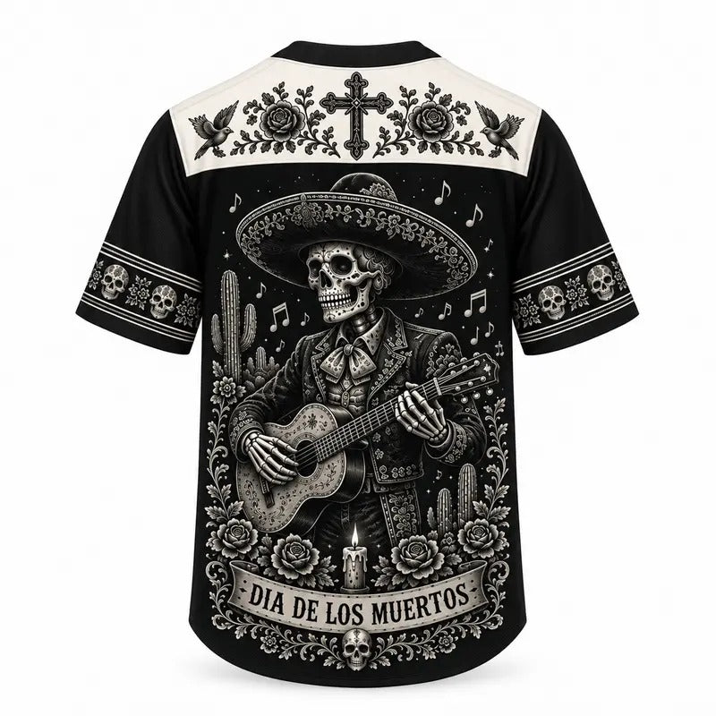 Mexican Skeleton Day of the Dead Baseball Jersey