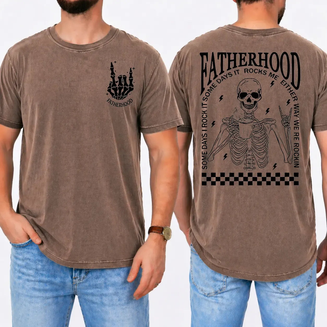 Fatherhood Some Days I Rock Funny Skeleton Graphic T-Shirt / Sweatshirt / Hoodie