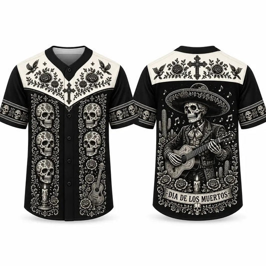 Mexican Skeleton Day of the Dead Baseball Jersey