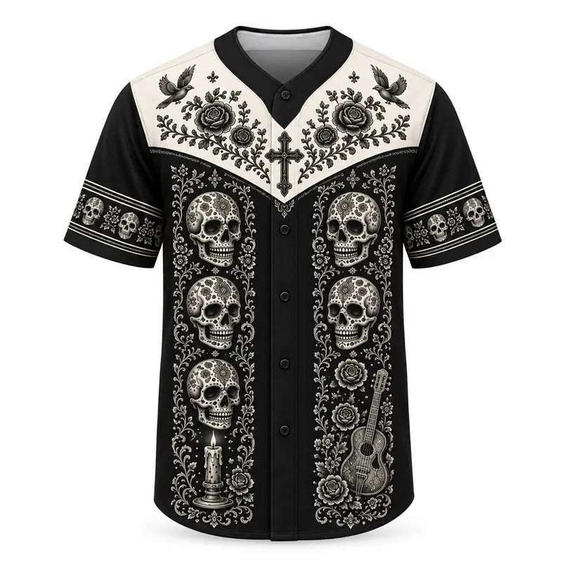 Mexican Skeleton Day of the Dead Baseball Jersey