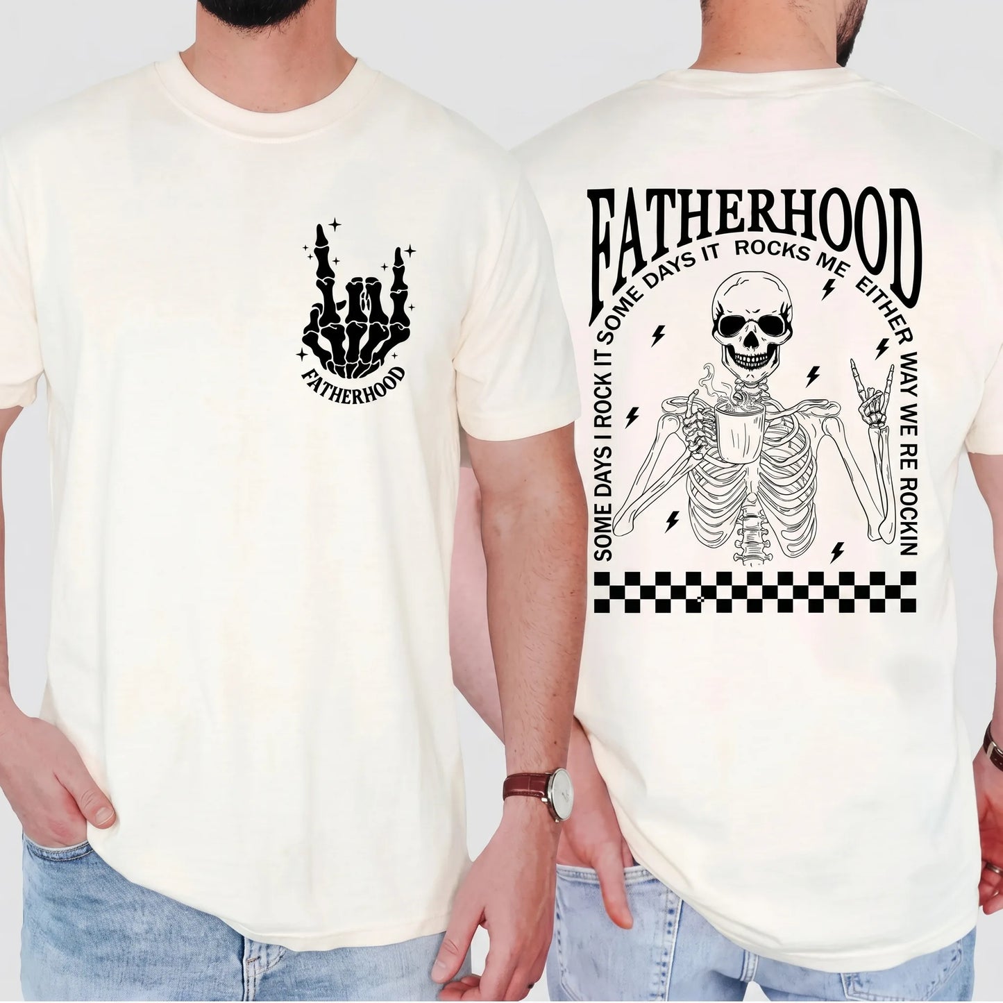 Fatherhood Some Days I Rock Funny Skeleton Graphic T-Shirt / Sweatshirt / Hoodie