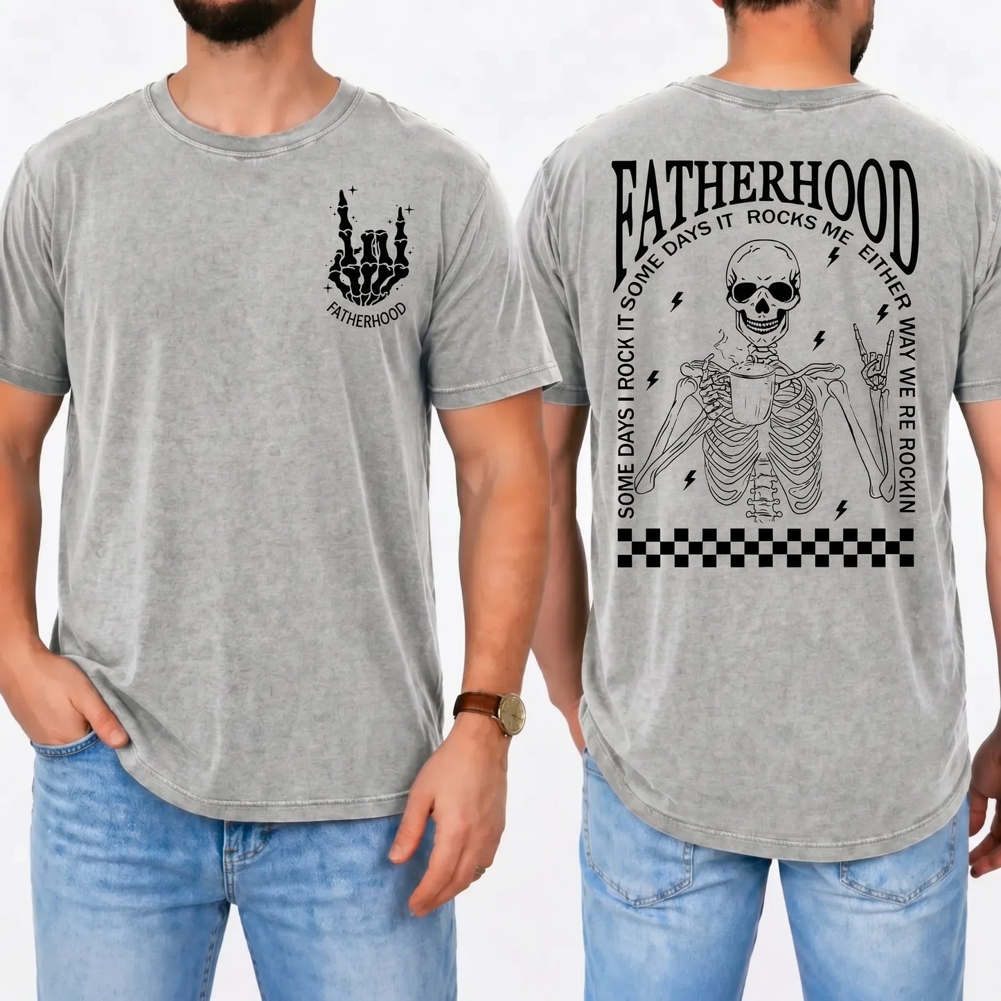 Fatherhood Some Days I Rock Funny Skeleton Graphic T-Shirt / Sweatshirt / Hoodie
