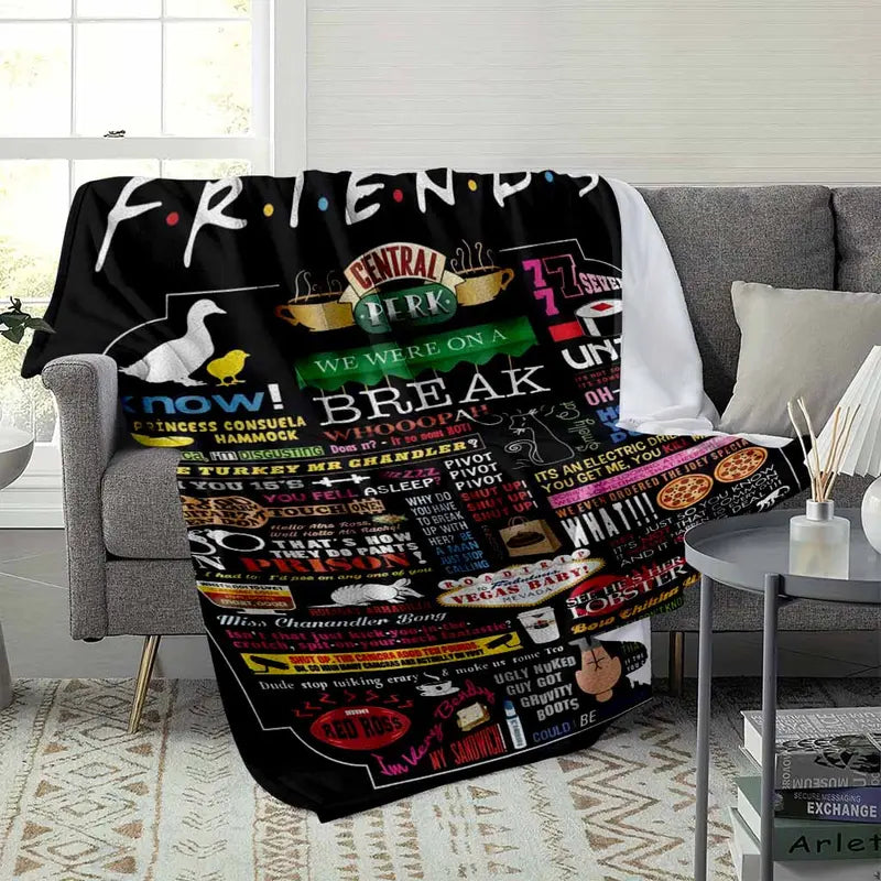 Sitcom Classic Quotes Collage Flannel Blanket