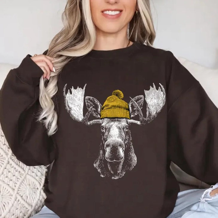 Bull Moose Wearing Beanie T-Shirt / Sweatshirt / Hoodie