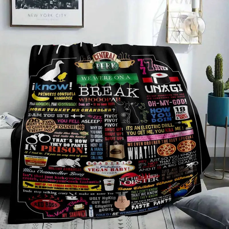 Sitcom Classic Quotes Collage Flannel Blanket