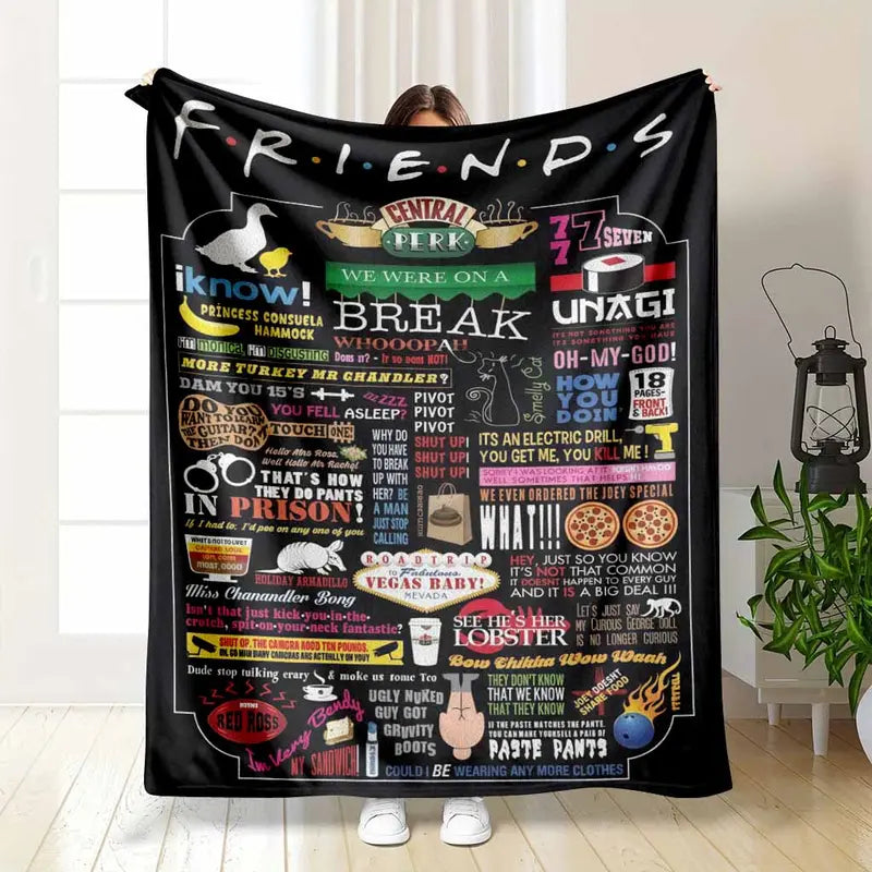 Sitcom Classic Quotes Collage Flannel Blanket