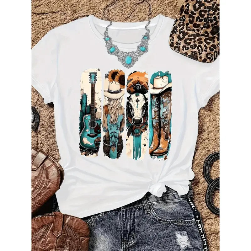 Vintage Western Cowgirl Horse and Cowboy Boots T-Shirt / Sweatshirt / Hoodie
