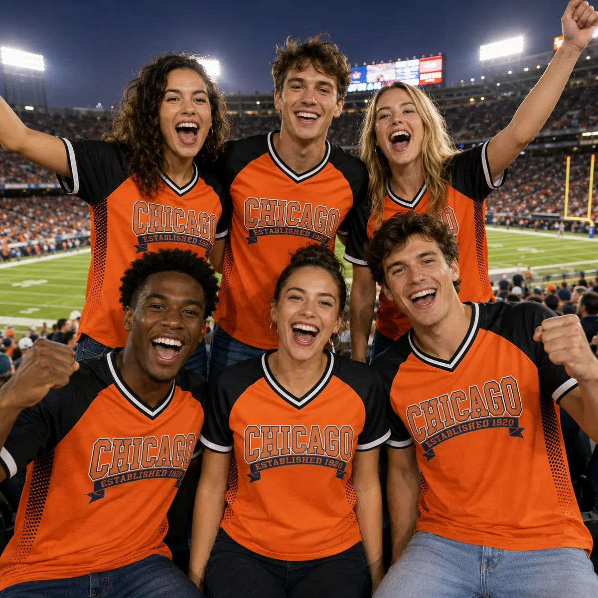 Vintage Football City Game Day V Neck Jersey