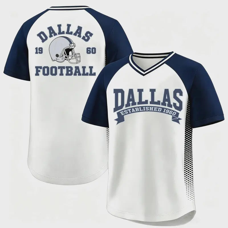 Vintage Football City Game Day V Neck Jersey