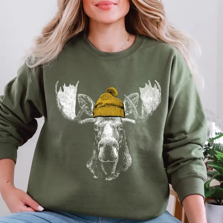 Bull Moose Wearing Beanie T-Shirt / Sweatshirt / Hoodie