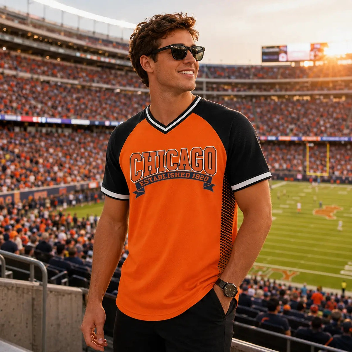 Vintage Football City Game Day V Neck Jersey