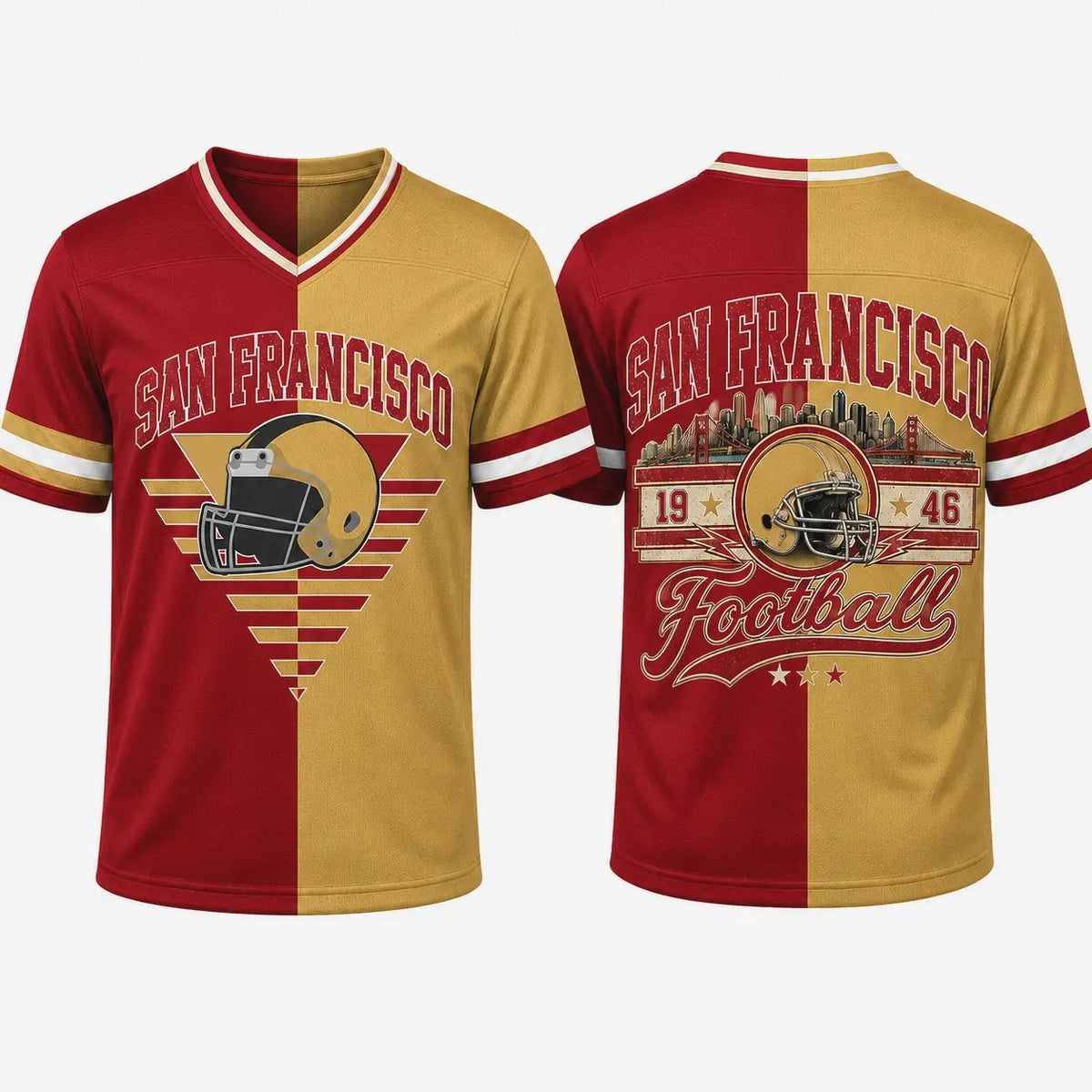Retro City Football Two Tone V Neck Jersey