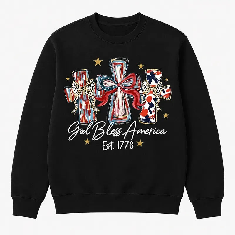 God Bless America Est 1776 Patriotic Cross Graphic T-Shirt / Sweatshirt / Hoodie