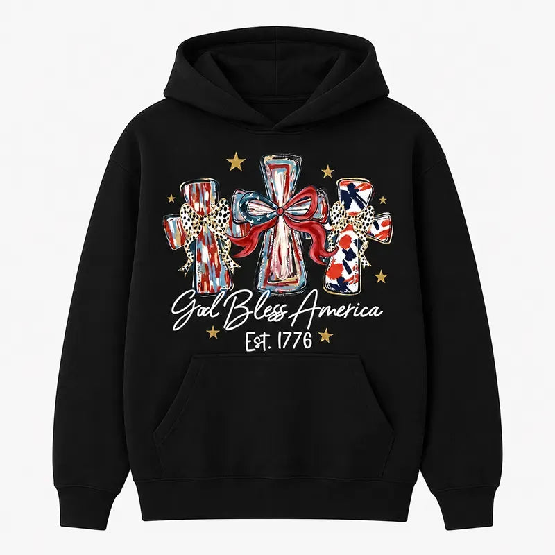 God Bless America Est 1776 Patriotic Cross Graphic T-Shirt / Sweatshirt / Hoodie