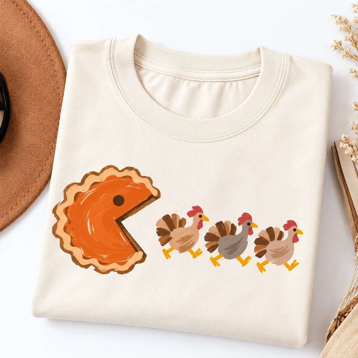 Funny Pumpkin Pie Turkey Chase Thanksgiving T-Shirt / Sweatshirt / Hoodie